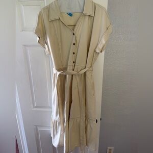 Elegant Cream Button-Down Dress